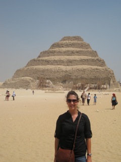 Study abroad student standing in front of the Step Pyramid of Djoser at Saqqara